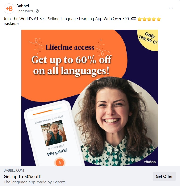 Babbel Call To Action Facebook Campaign Ads