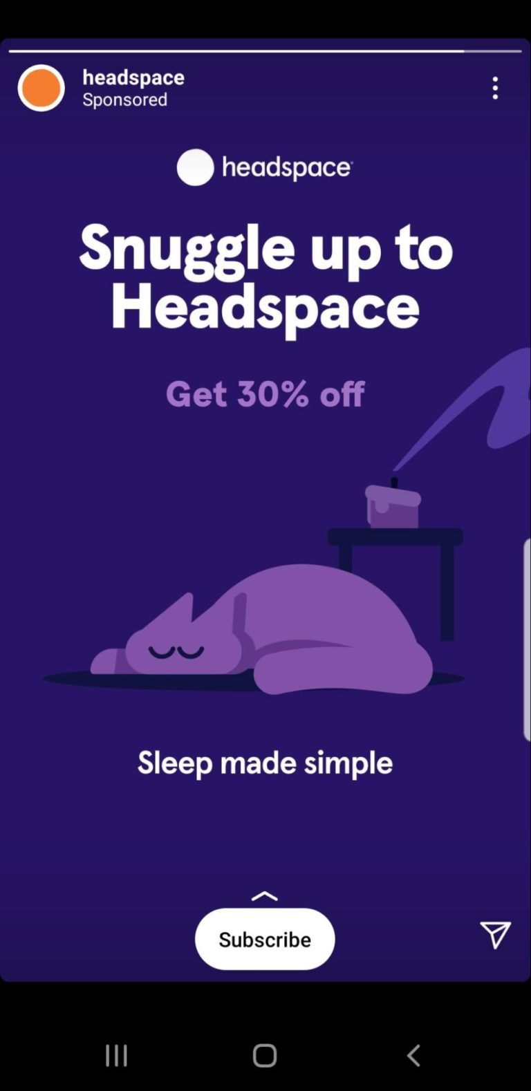 Headspace Call to action Instagram Campaign Ads