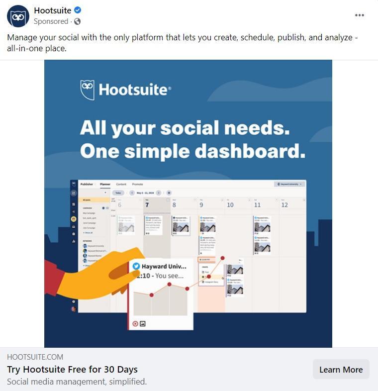 Hootsuite Call to action Facebook Campaign Ads