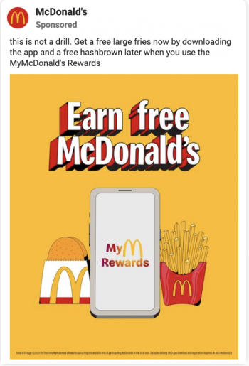 Appel à l'action Facebook McDonald's mac do Mac donald