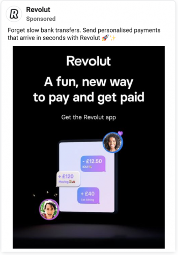 Appel à l'action Facebook Revolut
